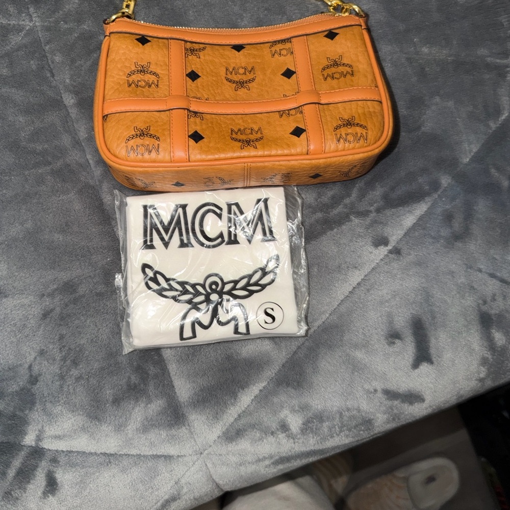 MCM Visetos Mini Shoulder Bag Convertible Crossbody – Cognac – Dust Bag – Mint c - Picture 6 of 8